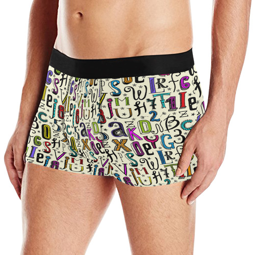 Letters Numbers Stars Typography Pattern Colored Men's All Over Print Boxer Briefs (Model L10)