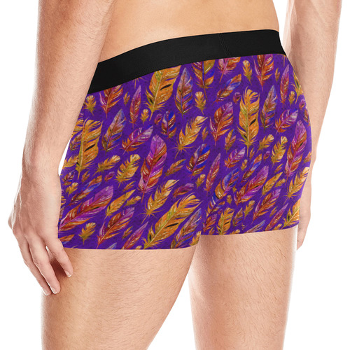 Watercolor Feathers And Dots Pattern Purple Men's All Over Print Boxer Briefs (Model L10)