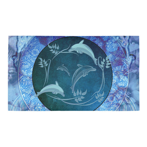 Dolphin with floral elelements Bath Rug 16''x 28''