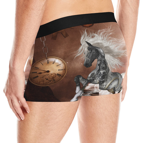 Amazing steampunk horse, silver Men's All Over Print Boxer Briefs (Model L10)