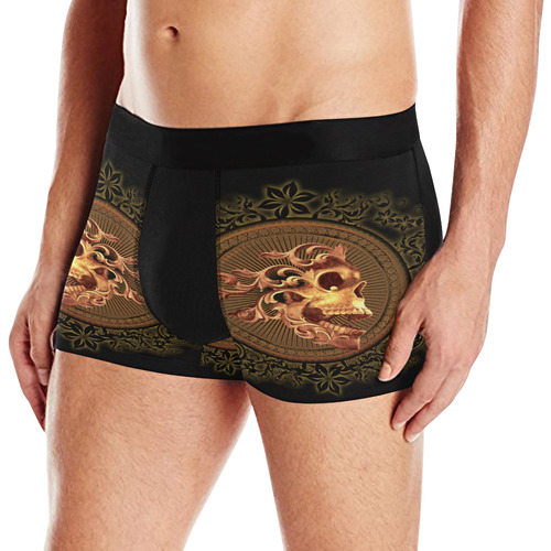 Amazing skull with floral elements Men's All Over Print Boxer Briefs (Model L10)