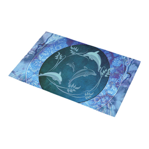 Dolphin with floral elelements Bath Rug 16''x 28''
