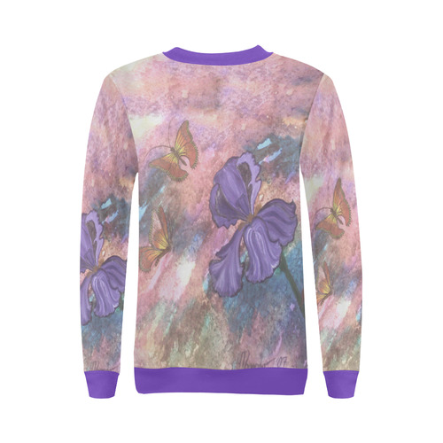 Pastel Monarchs Purple Trim Women's Sweatshirt All Over Print Crewneck Sweatshirt for Women (Model H18)