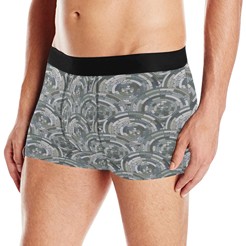 Stones Round Mosaic Pattern - grey Men's All Over Print Boxer Briefs (Model L10)