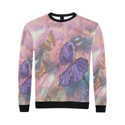 Pastel Monarchs Black Trim Oversized Sweatshirt All Over Print Crewneck Sweatshirt for Men/Large (Model H18)