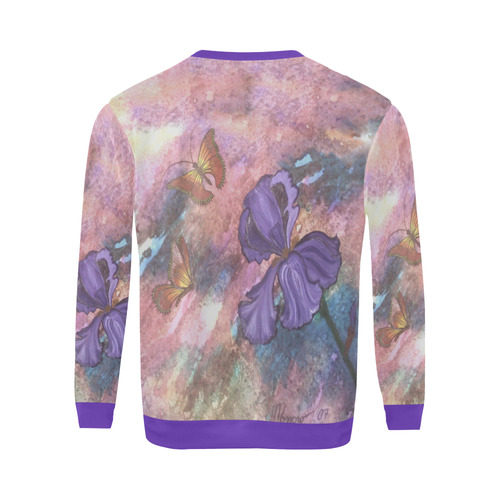 Pastel Monarchs Purple Trim Oversized Sweatshirt All Over Print Crewneck Sweatshirt for Men/Large (Model H18)