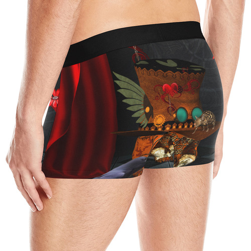 Steampunk skull with rat and hat Men's All Over Print Boxer Briefs (Model L10)