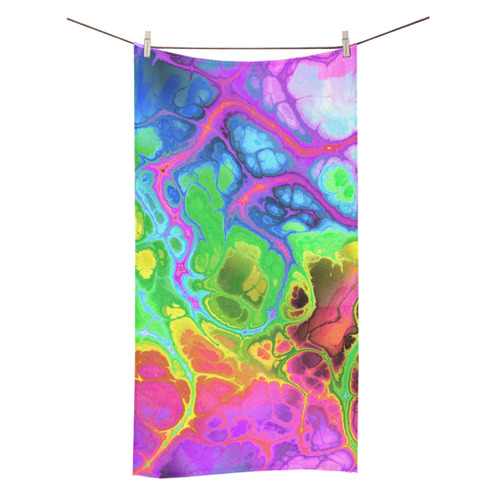 Rainbow Marble Fractal Bath Towel 30"x56"