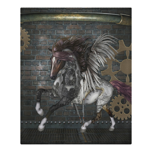 Steampunk, awesome steampunk horse with wings 3-Piece Bedding Set