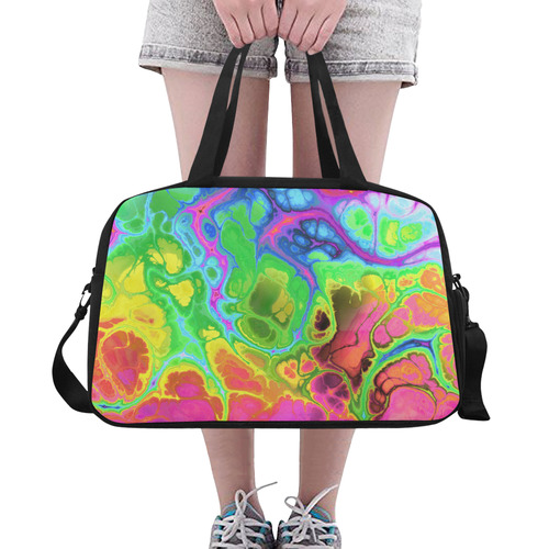 Rainbow Marble Fractal Fitness Handbag (Model 1671)