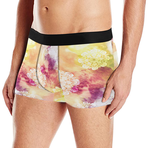 Watercolor LOTUS MANDALA Pattern - grunge style Men's All Over Print Boxer Briefs (Model L10)