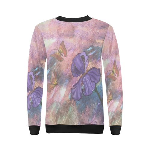 Pastel Monarchs Black Trim Women's Sweatshirt All Over Print Crewneck Sweatshirt for Women (Model H18)