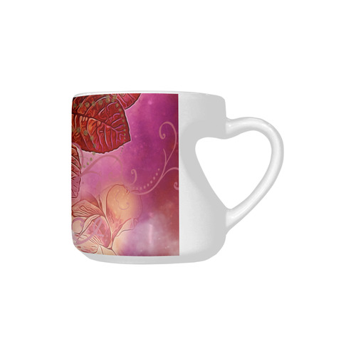 Hearts with flowers soft colors Heart-shaped Mug(10.3OZ)