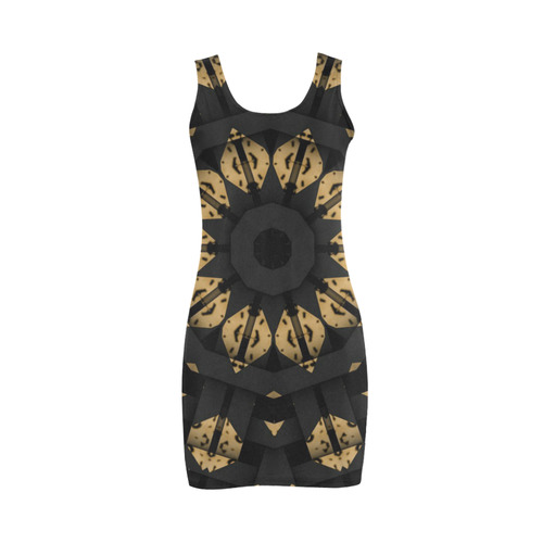 Womens Bodycon Sleeveless Dress Black Leopard Mandala Medea Vest Dress (Model D06)