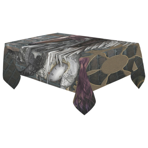 Steampunk, awesome steampunk horse with wings Cotton Linen Tablecloth 60"x 104"
