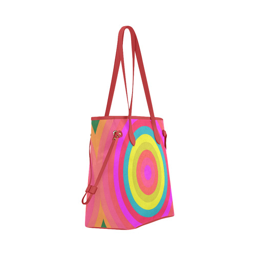 Pink Retro Radial Pattern Clover Canvas Tote Bag (Model 1661)