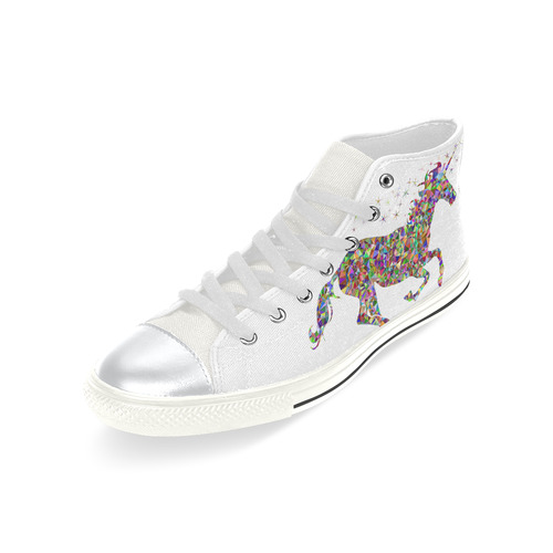 Kids Hi Tops High Top Shoes White Fantasy Multi-Colored Unicorn High Top Canvas Shoes for Kid (Model 017)