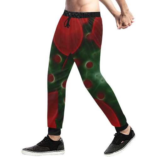 Big and small red dots Men's All Over Print Sweatpants (Model L11)