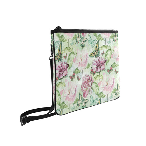 Watercolor Butterflies Flowers Wallpaper 03 Slim Clutch Bag (Model 1668)