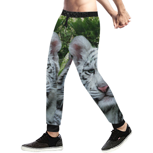 White Tiger Men's All Over Print Sweatpants (Model L11)
