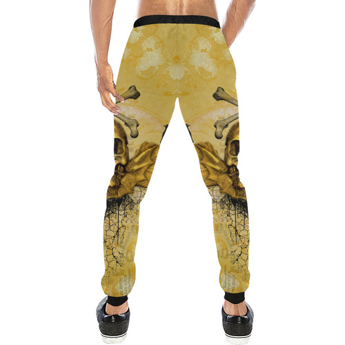 Awesome skull in golden colors Men's All Over Print Sweatpants (Model L11)