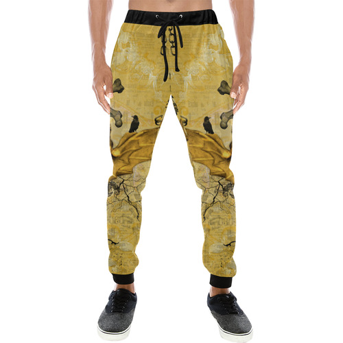 Awesome skull in golden colors Men's All Over Print Sweatpants (Model L11)