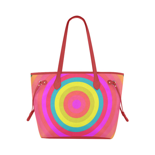 Pink Retro Radial Pattern Clover Canvas Tote Bag (Model 1661)