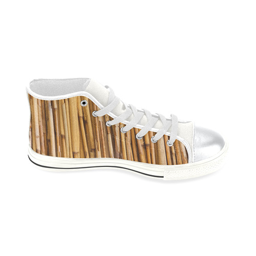 Kids Hi Tops High Top Shoes White Natural Bamboo High Top Canvas Shoes for Kid (Model 017)