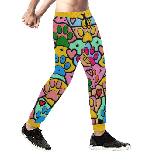 Paws Popart by Nico Bielow Men's All Over Print Sweatpants (Model L11)