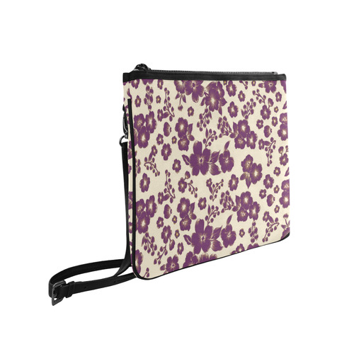 Trendy Flowers Pattern Purple Slim Clutch Bag (Model 1668)