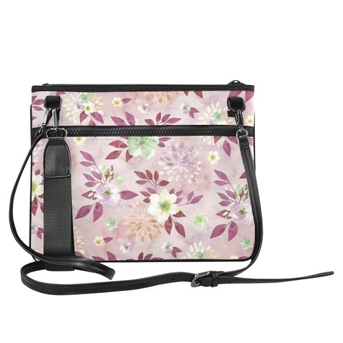 Watercolor Spring Flowers Pattern plum green Slim Clutch Bag (Model 1668)