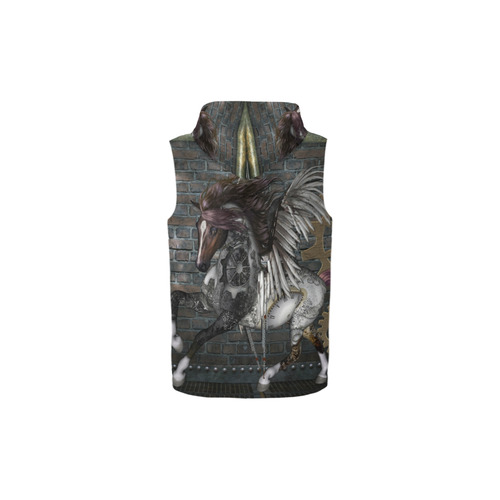 Steampunk, awesome steampunk horse with wings All Over Print Sleeveless Zip Up Hoodie for Kid (Model H16)