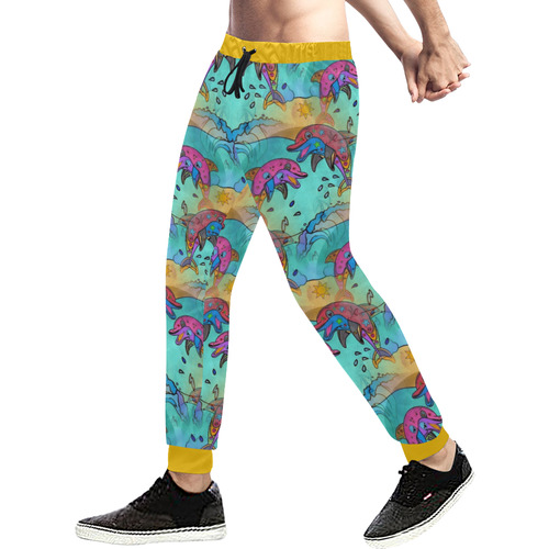 Dolphin Popart by Nico Bielow Men's All Over Print Sweatpants (Model L11)