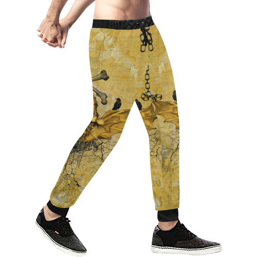 Awesome skull in golden colors Men's All Over Print Sweatpants (Model L11)