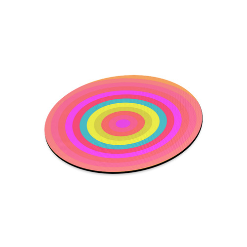 Pink Retro Radial Pattern Round Mousepad