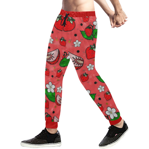Strawberry Popart by Nico Bielow Men's All Over Print Sweatpants (Model L11)