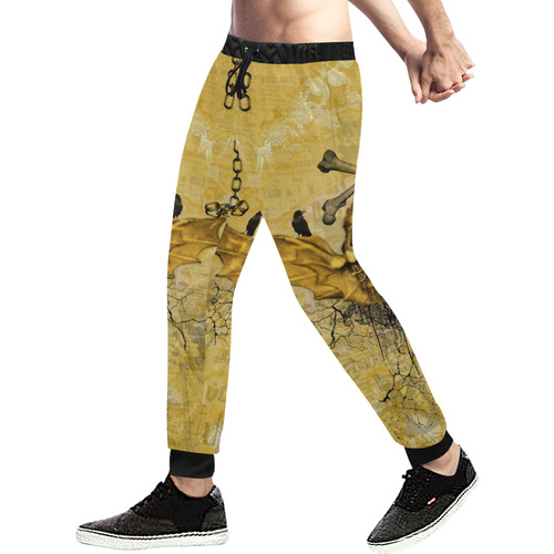 Awesome skull in golden colors Men's All Over Print Sweatpants (Model L11)