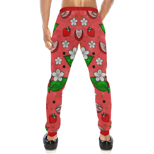 Strawberry Popart by Nico Bielow Men's All Over Print Sweatpants (Model L11)