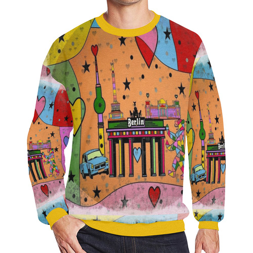 Berlin Popart by Nico Bielow Men's Oversized Fleece Crew Sweatshirt/Large Size(Model H18)