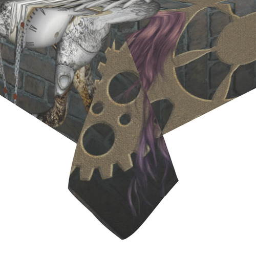 Steampunk, awesome steampunk horse with wings Cotton Linen Tablecloth 60" x 90"