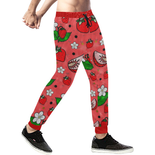 Strawberry Popart by Nico Bielow Men's All Over Print Sweatpants (Model L11)