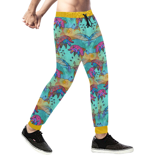 Dolphin Popart by Nico Bielow Men's All Over Print Sweatpants (Model L11)