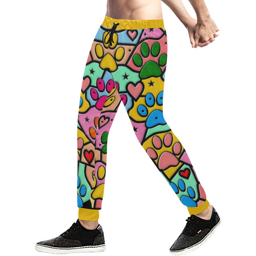 Paws Popart by Nico Bielow Men's All Over Print Sweatpants (Model L11)