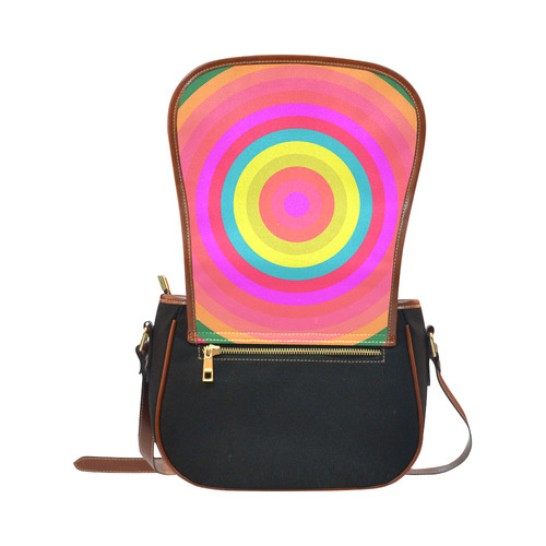 Pink Retro Radial Pattern Saddle Bag/Small (Model 1649)(Flap Customization)