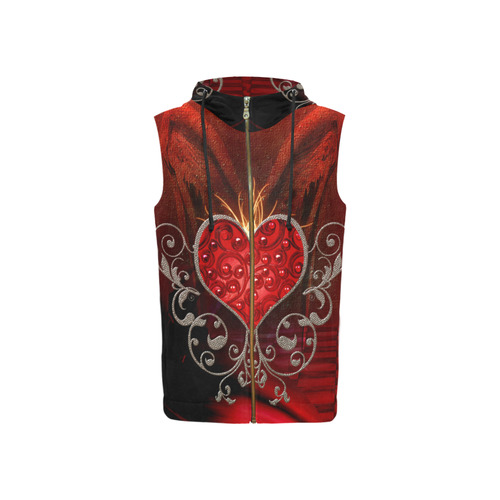 Wonderful heart with wings All Over Print Sleeveless Zip Up Hoodie for Women (Model H16)