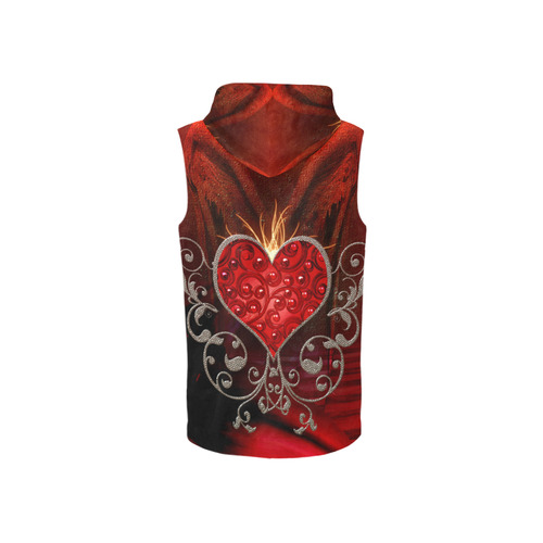 Wonderful heart with wings All Over Print Sleeveless Zip Up Hoodie for Women (Model H16)