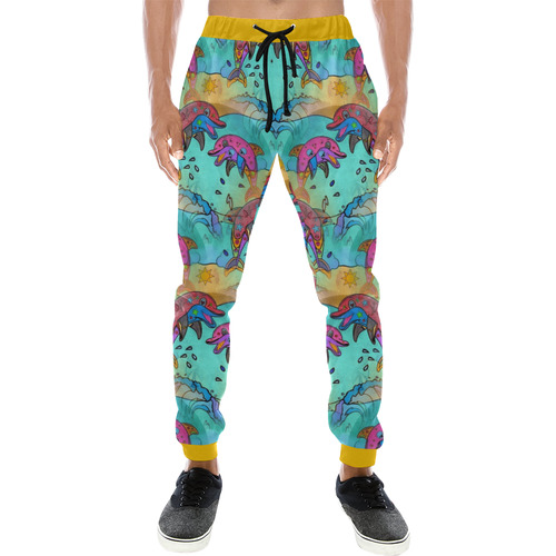 Dolphin Popart by Nico Bielow Men's All Over Print Sweatpants (Model L11)