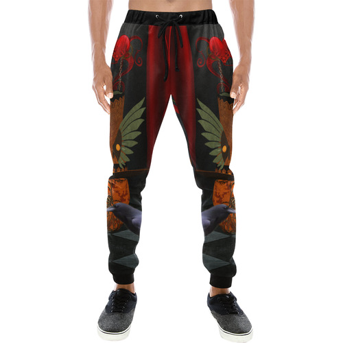 Steampunk skull with rat and hat Men's All Over Print Sweatpants (Model L11)