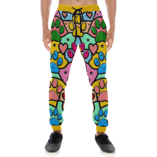 Paws Popart by Nico Bielow Men's All Over Print Sweatpants (Model L11)