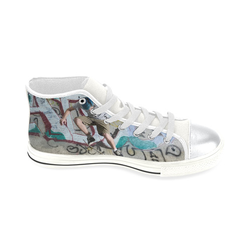 Kids Hi Tops High Top Shoes White Skateboard Graffiti Wall High Top Canvas Shoes for Kid (Model 017)